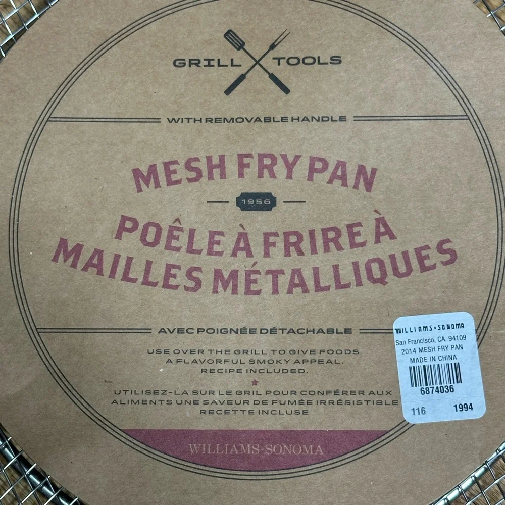 NIB -‎ Williams-Sonoma Mesh Grill Stainless Steel Chefs Pan-Removable Handle NEW